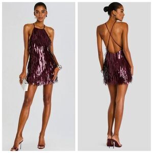 Retrofete Burgundy Sequin Mini Dress